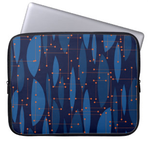 Blaues Atomic-nahtloses Muster Mitte des Jahrhunde Laptopschutzhülle
