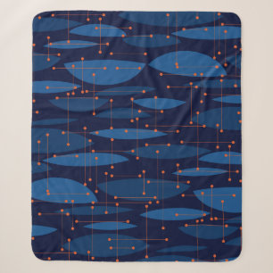 Blaues Atomic-nahtloses Muster Mitte des Jahrhunde Sherpadecke