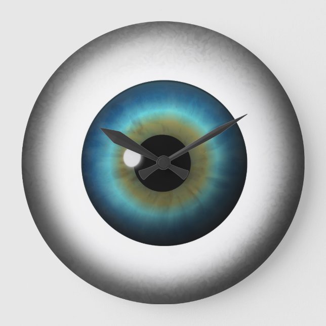 Blaues Augapfel-Iris-Augen-kundenspezifische große Wanduhr (Vorderseite)