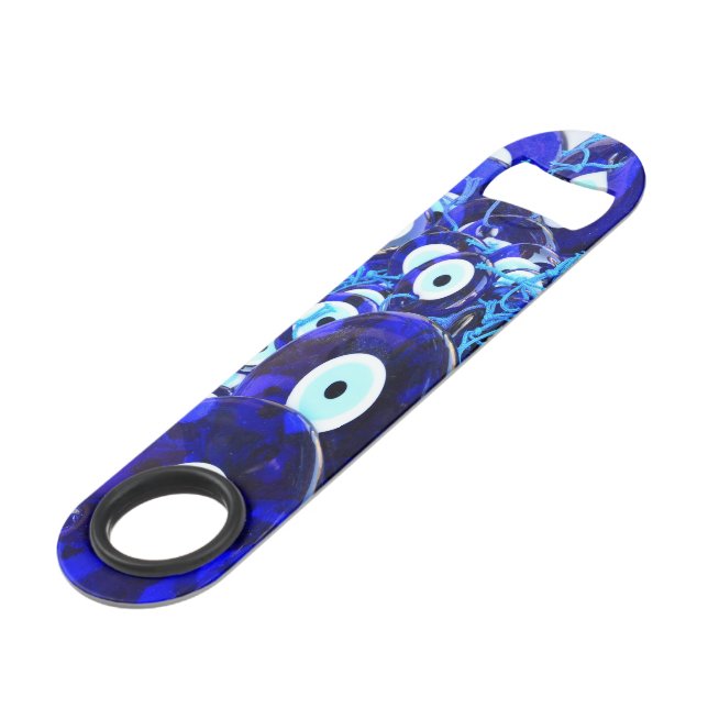 Blaues Augapfel Speed Flaschenöffner (Vorderseite Schrägansicht)