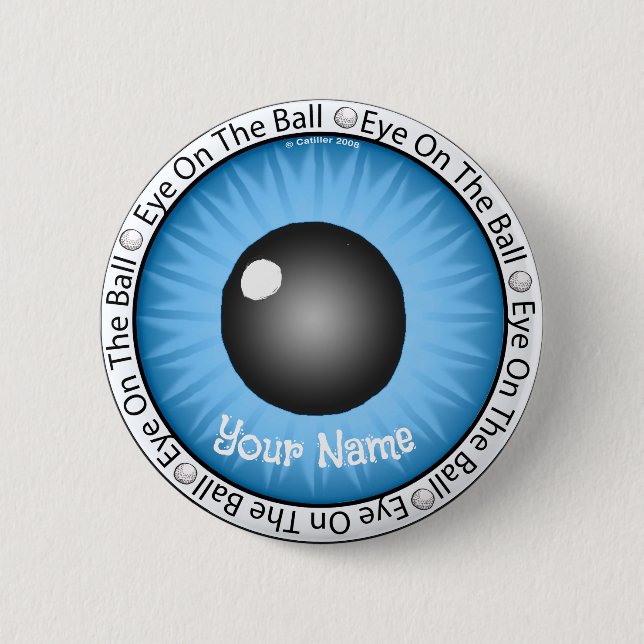 Blaues Auge auf Ball Golfer Button (Vorderseite)