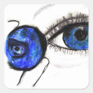 Blaues Auge, Blaubeeraufkleber Quadratischer Aufkleber