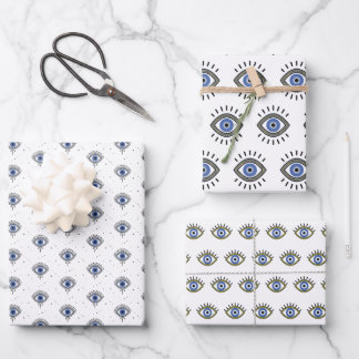 Blaues Auge, böser Augenschutz, viel Glück Geschenkpapier Set