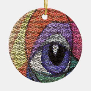 Blaues Auge Fraktal befleckt aussehendes Poster Keramik Ornament