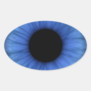 blaues Auge ist niedlich Ovaler Aufkleber