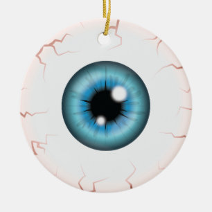 Blaues Auge mit individuellem Namen Frohes Hallowe Keramik Ornament