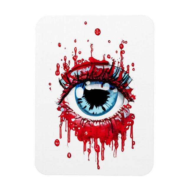 Blaues Auge Tropfblut Horror Kunst Magnet (Vertikal)