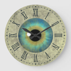 Blaues Augen-Iris-Augapfel-römische große runde Wanduhr