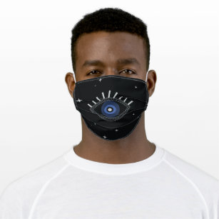 Blaues Augenschutzsymbol Mund-Nasen-Maske Aus Stoff