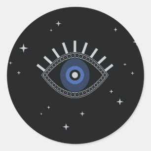 Blaues Augenschutzsymbol Runder Aufkleber