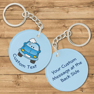 Blaues Auto mit Blasen-Schlüsselanhänger Schlüsselanhänger