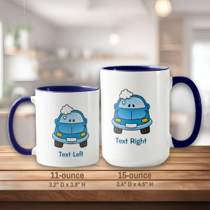Blaues Auto mit Blasen-Tasse Tasse