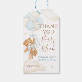 Blaues Baby-Baby-Party Wir Können Es Kaum Erwarten Geschenkanhänger