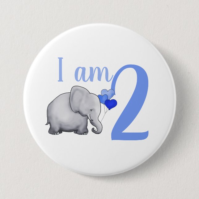 Blaues Baby-Elefant-individueller Name u. Button (Vorderseite)