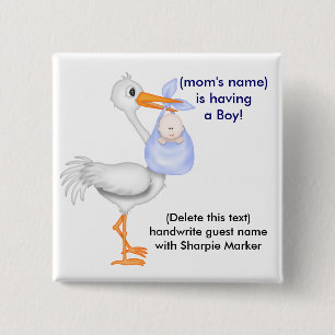 Blaues Baby-Jungen-Baby-Duschen-Namen-Buttone Button