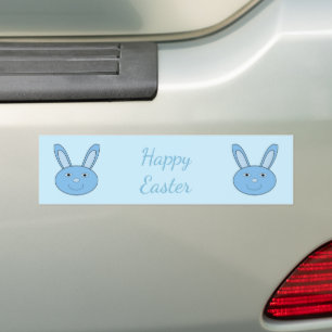 Blaues Baby Jungen Bunny Gesicht Frühling Ostern B Autoaufkleber