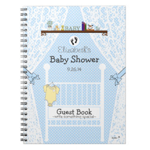 Blaues Baby Kinderzimmer-Baby Duschen-Gast-Buch Notizblock