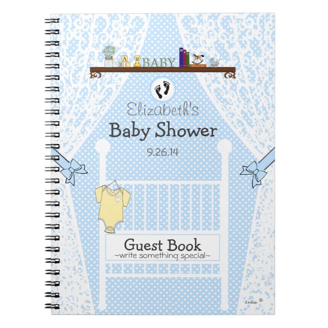 Blaues Baby Kinderzimmer-Baby Duschen-Gast-Buch Notizblock (Vorderseite)