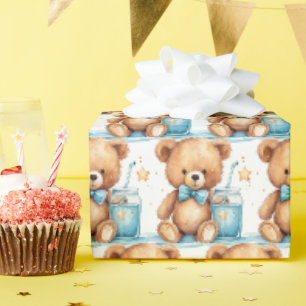 Blaues Baby-Kleinkind-Teddybär-Geschenkverpackungs Geschenkpapier