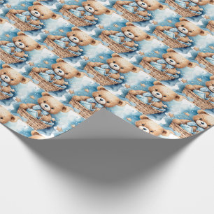 Blaues Baby-Kleinkind-Teddybär-Geschenkverpackungs Geschenkpapier