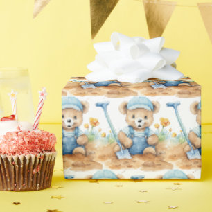 Blaues Baby-Kleinkind-Teddybär-Geschenkverpackungs Geschenkpapier