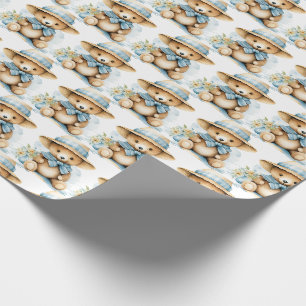 Blaues Baby-Kleinkind-Teddybär-Geschenkverpackungs Geschenkpapier