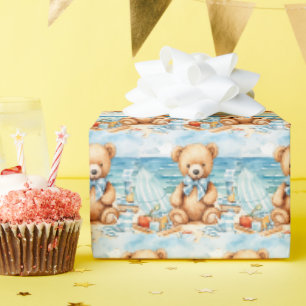 Blaues Baby-Kleinkind-Teddybär-Geschenkverpackungs Geschenkpapier