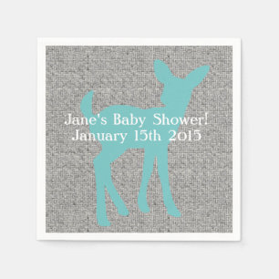 Blaues Baby-Rotwild und graue Leinwand-Servietten Serviette