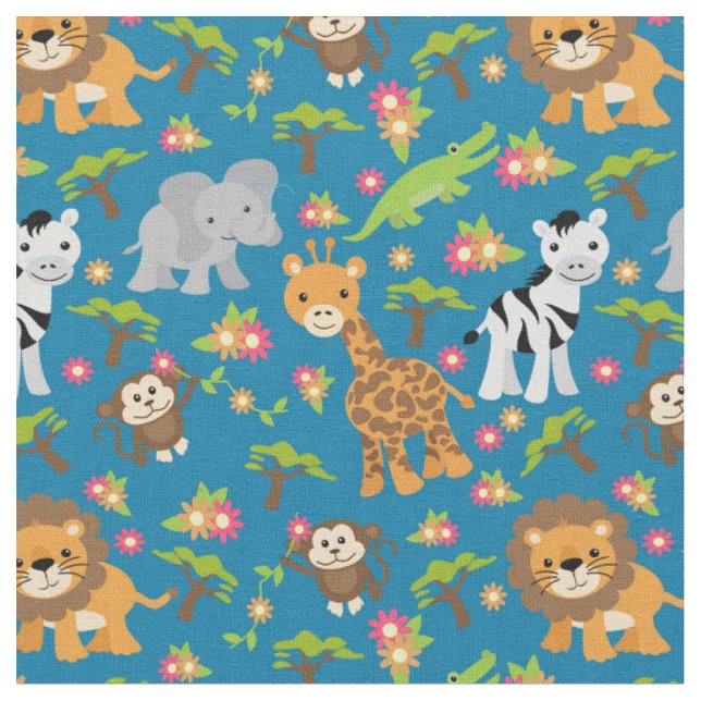 Blaues Baby-Safari-Gewebe Stoff (Nahaufnahme)