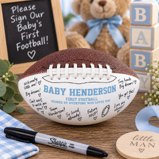Blaues Baby-Shower-Autogramm-Gästebuch-Alternative Football