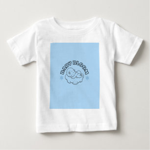 Blaues Baby-T-Shirt Hübsches florales Kranz-Top Baby T-shirt