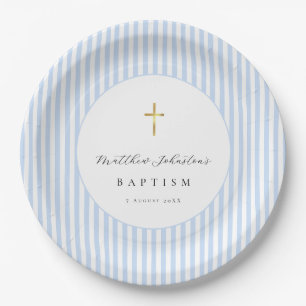 Blaues Baby-Taufpapier Pappteller