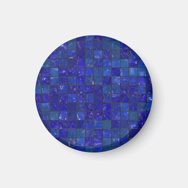 Blaues Bad Tiles Magnet (Vorne)