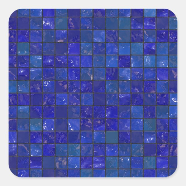 Blaues Bad Tiles Quadratischer Aufkleber (Vorderseite)