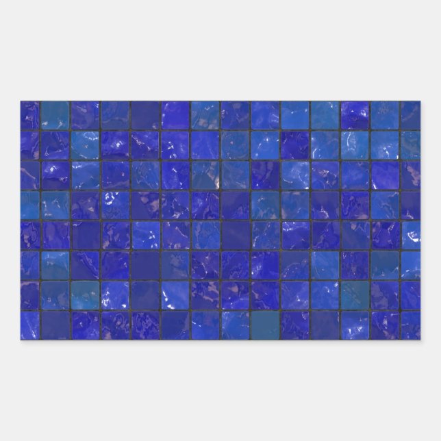 Blaues Bad Tiles Rechteckiger Aufkleber (Vorderseite)