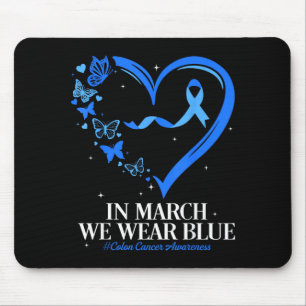 Blaues Band Schmetterling blaues Herz Darmkrebs Mousepad