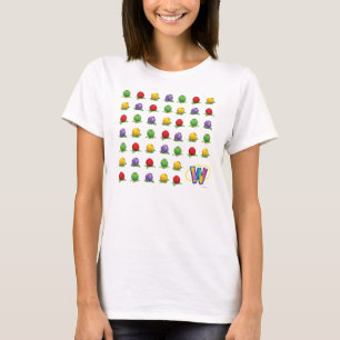 Blaues Beeren-Muster T-Shirt