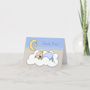 Blaues beige Baby-Wolken-Baby danken Ihnen Karten