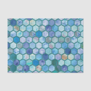 Blaues Bienenwabenmuster des Luxusaqua Seidenpapier