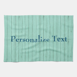 Blaues Bild von Holz personalisieren Handtuch