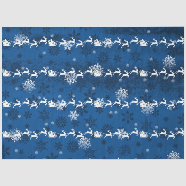 Blaues Blatt-und-Rentier-Tissue Seidenpapier (Vorderseite)
