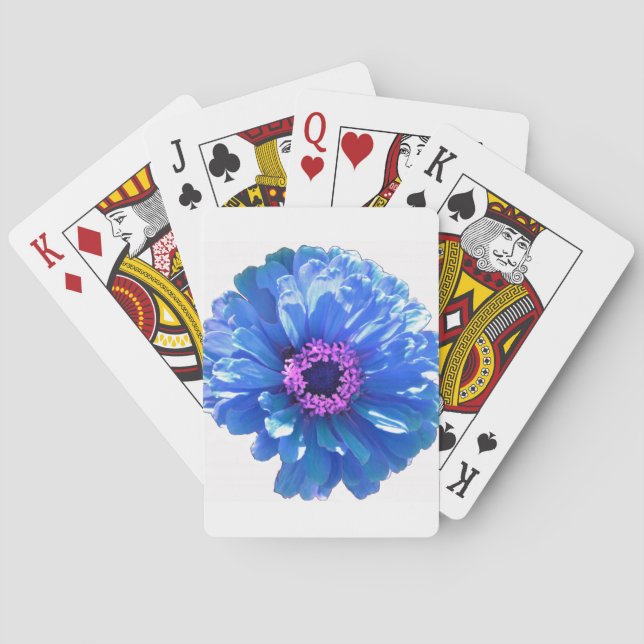 Blaues blaues blühendes Foto Spielkarten (Rückseite)