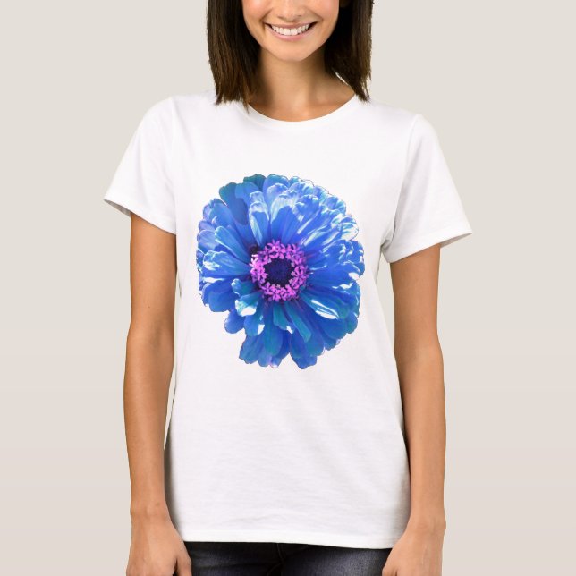 Blaues blaues blühendes Foto T-Shirt (Vorderseite)
