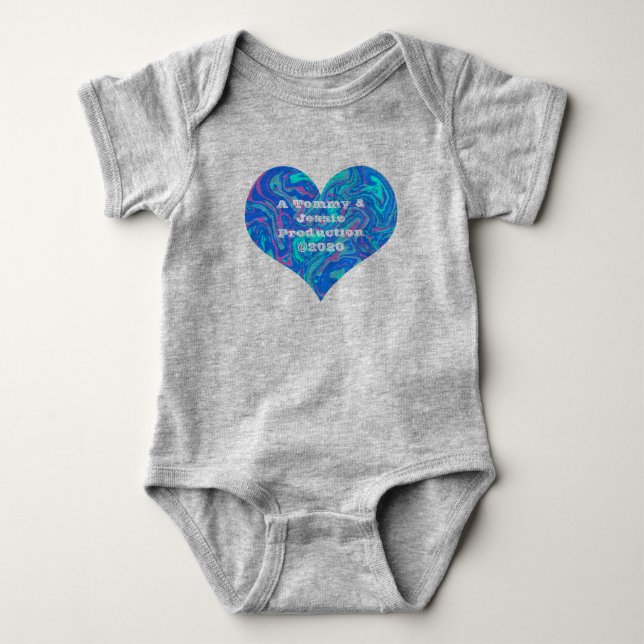Blaues Blegum abstraktes Design Baby Strampler (Vorderseite)