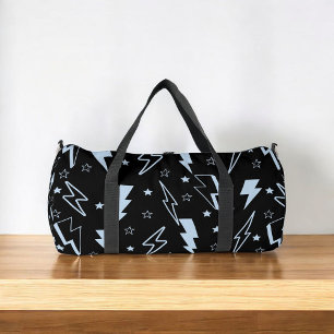 Blaues Blitzmuster vor schwarzem Hintergrund im Y2 Duffle Bag