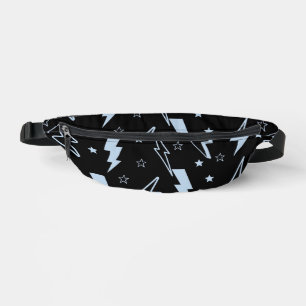 Blaues Blitzschwarz Hintergrund Y2K Muster Bauchtasche