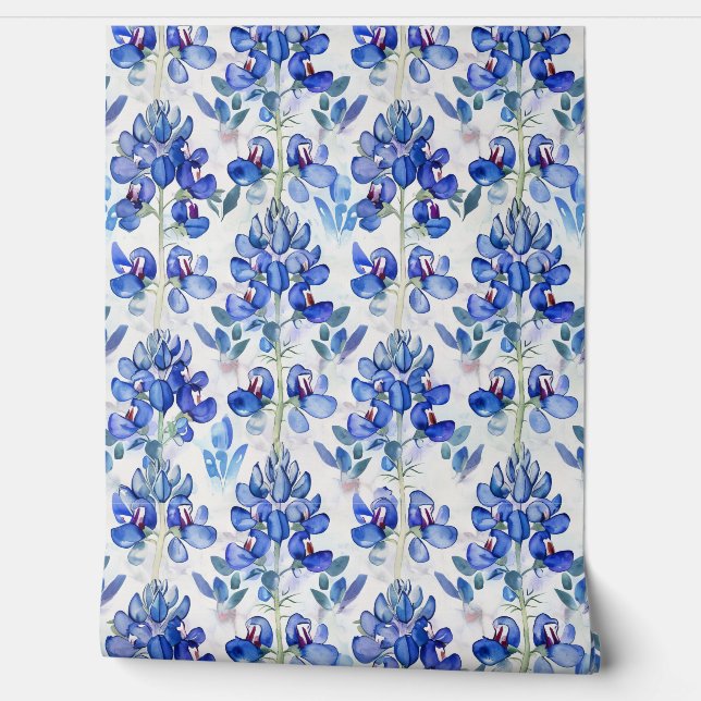 Blaues Bluebonnet Texas Wild Blume Muster Tapete (Abrollen)