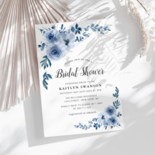 blaues blühendes Brautparty Einladung