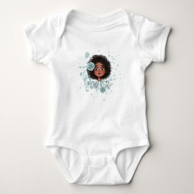 Blaues Blume Mädchen, blau, blau, weißer T - Shirt (Vorderseite)