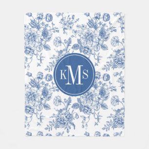 Blaues Blume-Muster Fleecedecke